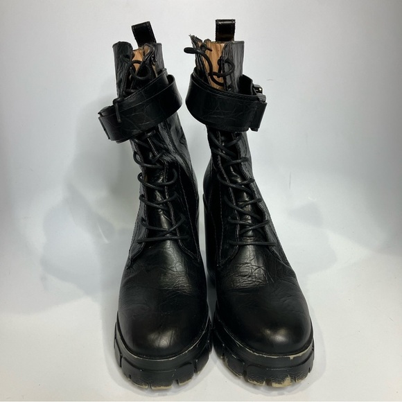 Schutz croc-effect lace up lug sole boots black size 8 - Picture 3 of 12